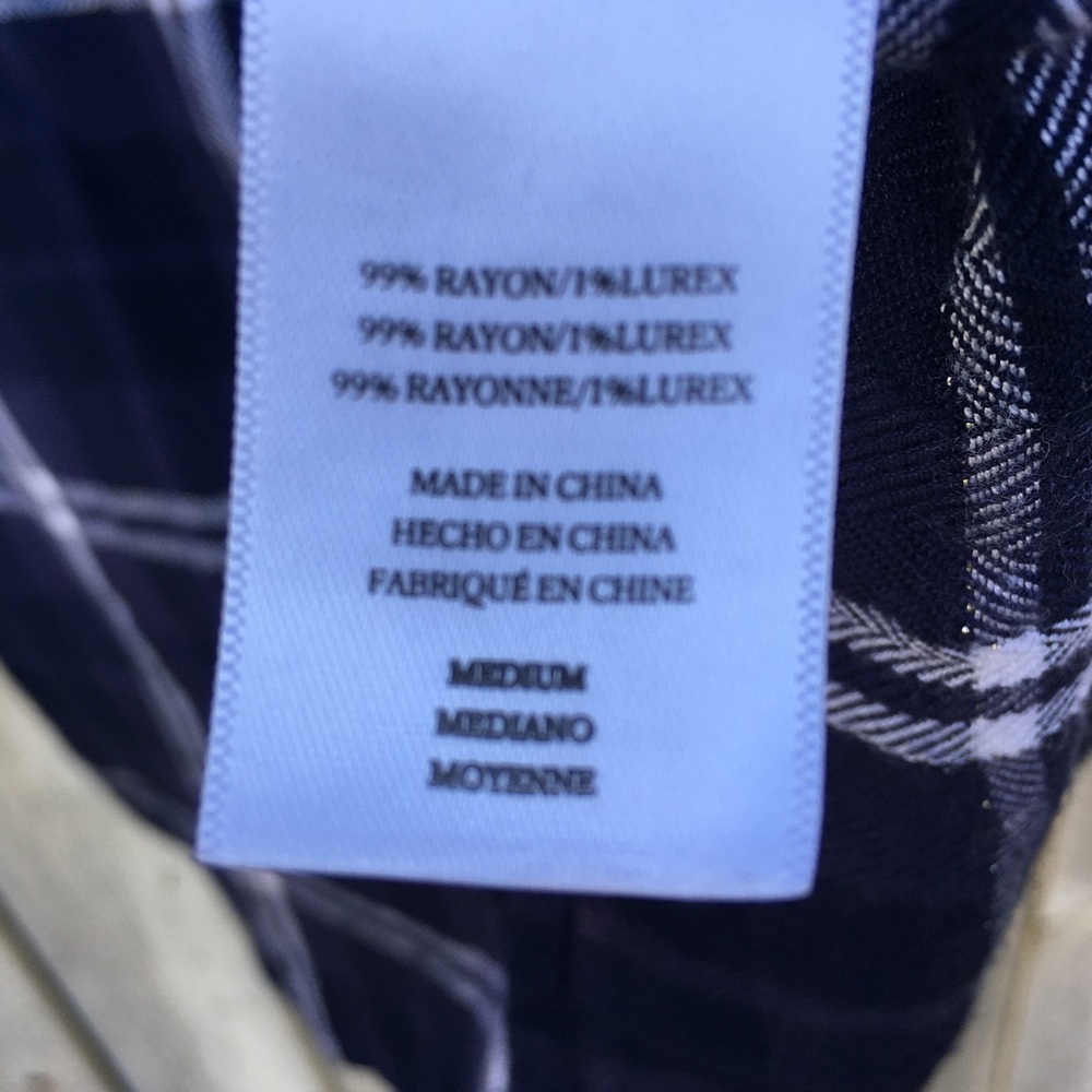 Rails Hunter Plaid Shirt Rayon Pacific Navy Blue White M - Picture 14 of 16